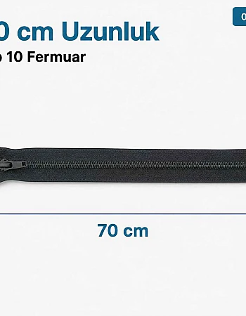 70 cm Tip 10 Siyah Naylon Separe Mont Fermuarı – Açık Uçlu Ceket Fermuarı ZPS0070T10