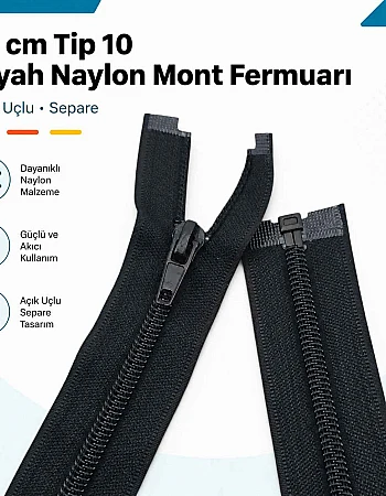 74 cm / 29.134 in T10 #5 Black Nylon Open-End Separating Jacket Zipper – ZPS0074T10