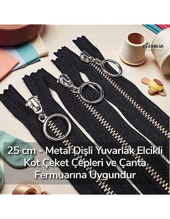 Metal Fermuar 25 cm T 5 Metal Dişli Beyaz Dipli  ZPHSN0025T5