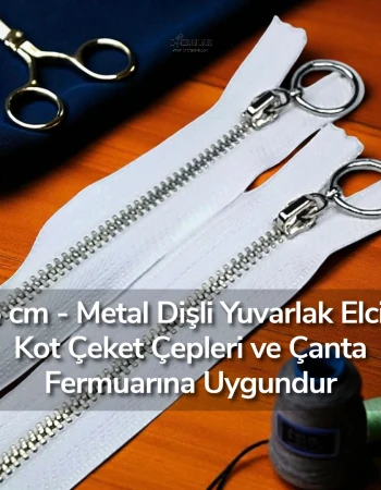 Metal Fermuar 25 cm T 5 Metal Dişli Beyaz Dipli  ZPHSN0025T5