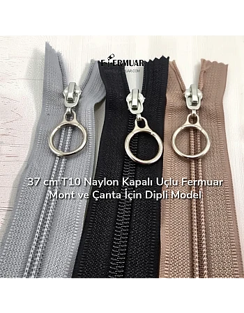 37 cm T10 Black Nylon Closed-End Zipper – Bottom-Mounted Model for Jackets and Bags - ZPHSN0037T10