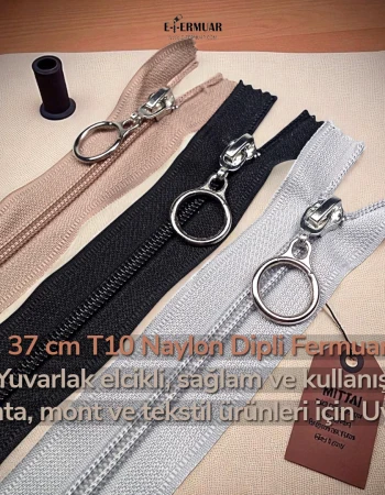 Çanta Fermuarı Halka Elçikli T10 37 cm - Dipli ZPHSN0037T10