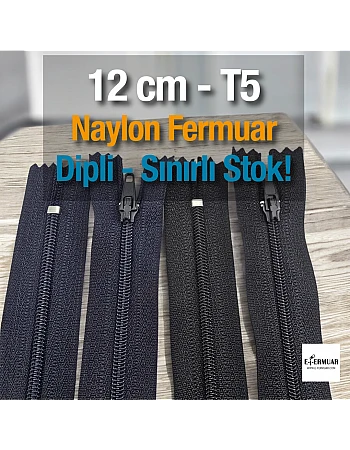  Naylon Cep Fermuarı 12 cm  Dipli -  NC0012T5