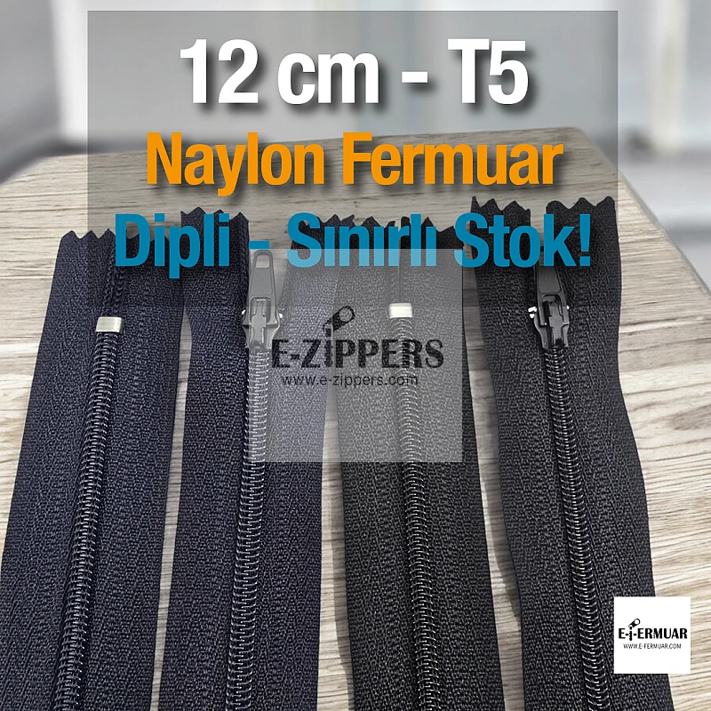 Naylon Cep Fermuarı 12 cm  Dipli -  NC0012T5