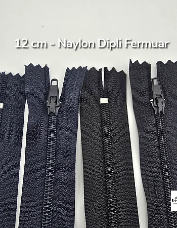  Naylon Cep Fermuarı 12 cm  Dipli -  NC0012T5