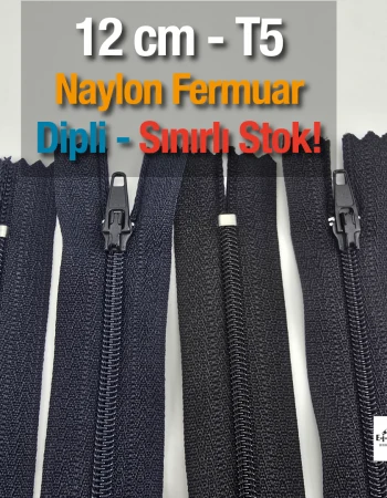  Naylon Cep Fermuarı 12 cm  Dipli -  NC0012T5