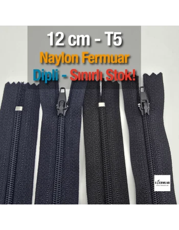  Naylon Cep Fermuarı 12 cm  Dipli -  NC0012T5