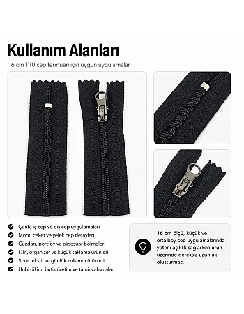 Nylon Pocket Zipper 16 cm Combi Handle Bottom - NC0016T10C
