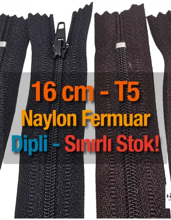 Naylon Cep Fermuarı 16 Cm Dipli -  NC0016T5