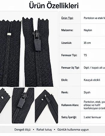 Nylon Pocket Zipper 16 cm with Special Handle and Bottom - NC0016T5Ö