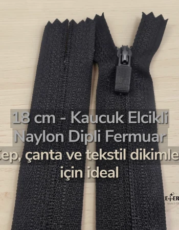 Özel Elcikli 18 Cm Naylon Cep Fermuarı  Dipli -  NC0018T3Ö