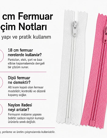 Naylon 18 Cm Cep Fermuarı  -  Dipli - NC0018T5
