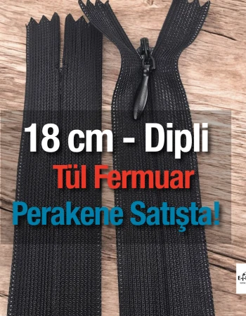 Tül Fermuar 18 cm Dipli -  NC0018TUL