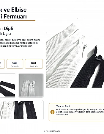 35 cm Tül Gizli Fermuar | Elbise ve Abiye İçin Zarif Seçim | NC0035TUL