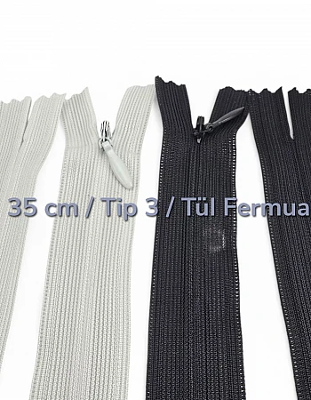 35 cm Tül Gizli Fermuar | Elbise ve Abiye İçin Zarif Seçim | NC0035TUL