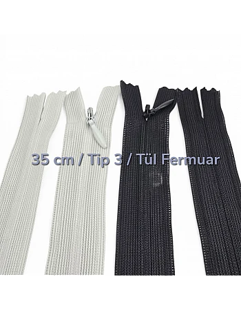 35 cm Tül Gizli Fermuar | Elbise ve Abiye İçin Zarif Seçim | NC0035TUL