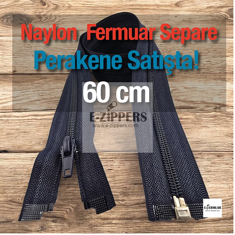 Nylon Jacket Zipper, Open End (Separate), 60 cm - PR0060T10