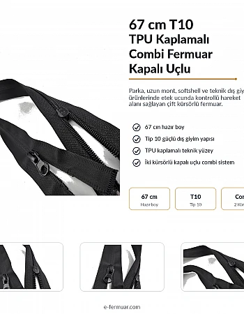 Su Geçirmez Fermuar 67 cm Tpu Combi NC0067SG