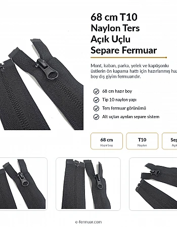Naylon 68 Cm Mont Fermuarı Açık Uçlu (Separe)  -  NC0068T10