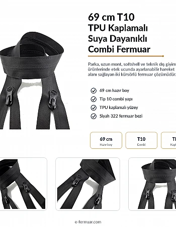 Su Geçirmez Fermuar 69 cm Tpu CombiNC0069SG
