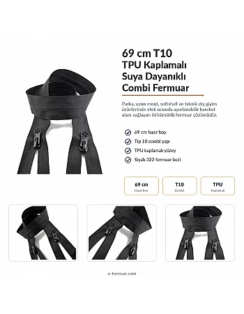 Su Geçirmez Fermuar 69 cm Tpu CombiNC0069SG