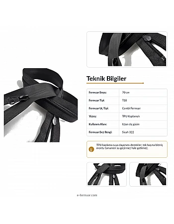 Nylon 70 cm Jacket Zipper Open End (Separate) - NC0070T10