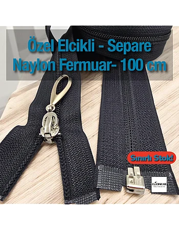 Naylon Özel Elcikli Ferace Fermuarı 100 Cm  Açık Uçlu (Separe)  -  PR00100T10