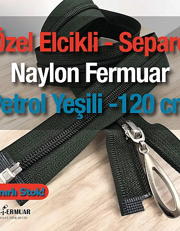 Naylon Özel Elcikli Ferace Fermuarı 120 Cm  Açık Uçlu (Separe)  -  PR00120T10