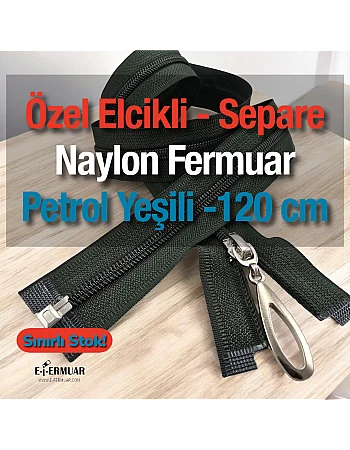 Naylon Özel Elcikli Ferace Fermuarı 120 Cm  Açık Uçlu (Separe)  -  PR00120T10