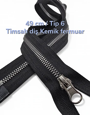 49 cm Timsah Diş Kemik Mont Fermuarı | Açık Uçlu Separe Kısa Model | PR0049T6TMS