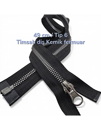 49 cm Timsah Diş Kemik Mont Fermuarı | Açık Uçlu Separe Kısa Model | PR0049T6TMS