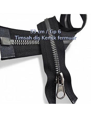 53 cm T6 Timsah Diş Kemik Fermuar Açık Uçlu Separe | Mont ve Ceket İçin | PR0053T6TMS