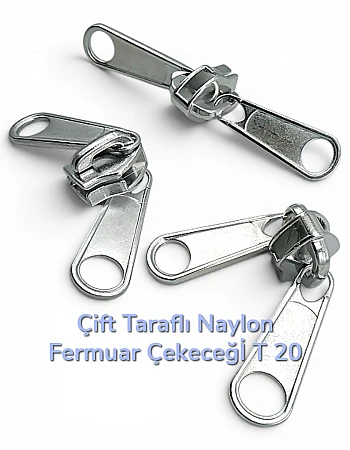 Kursör Naylon Fermuar Çift Elcikli Tip 20  - Çadır Fermuarı Kursörü - ESB002N20C