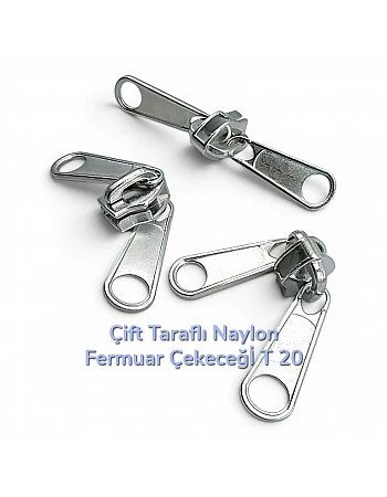 Kursör Naylon Fermuar Çift Elcikli Tip 20  - Çadır Fermuarı Kursörü - ESB002N20C