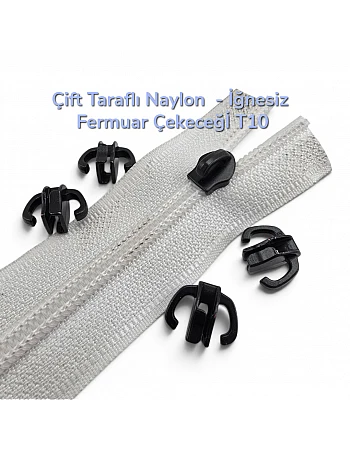 Çift Taraflı İğnesiz Naylon Fermuar Çekeceği  T 10 - KRSCTİT10
