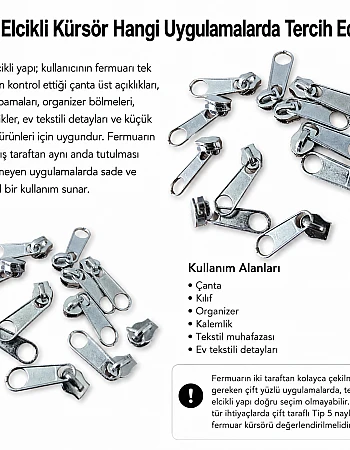 Tip 5 Tek Elcikli Naylon Fermuar Kürsörü – Nikel Zamak KRSTT5