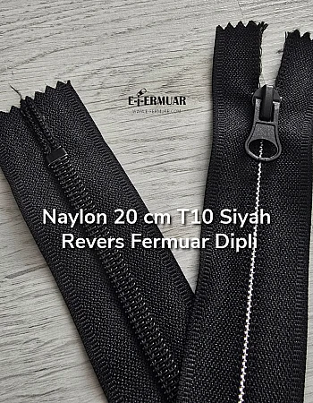 Siyah 20 cm T5 Revers Naylon Fermuar – Kapalı Uçlu Combi Kafa Model - ZP0020T10C