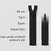 55 cm Siyah T5 Naylon Kapalı Uçlu Fermuar – Dayanıklı Dipli Model - Zp0055t5