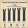 Timsah Diş Kemik Mont Fermuarı Seti 5 Adet  – 47–53 cm Kısa Mont ve Ceket İçin -ST-0003T5