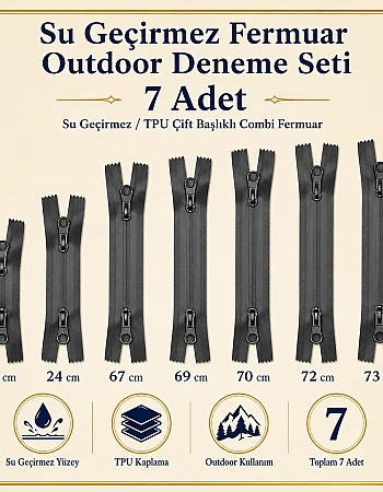 Su Geçirmez 7 Adet Fermuar Seti – Outdoor, Mont, Çanta ve Teknik Tekstil İçin - ST-0004T5
