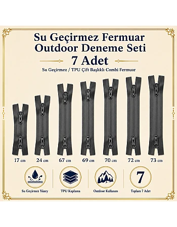 Su Geçirmez 7 Adet Fermuar Seti – Outdoor, Mont, Çanta ve Teknik Tekstil İçin - ST-0004T5