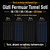 Çeşitli boyutlarda 20 adet gizli fermuar içeren set, terzi ve abiye ürünler için ideal.