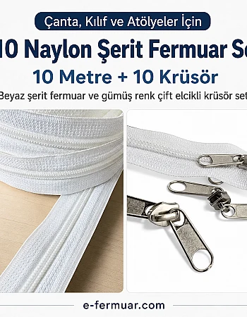 Nylon Tape Zipper Set for Bags, Cases, and Workshops - #5, 10 Meters + 10 Sliders - ST-0009