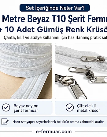 Nylon Tape Zipper Set for Bags, Cases, and Workshops - #5, 10 Meters + 10 Sliders - ST-0009