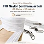 Atölyeler ve Çanta, Kılıf İçin T10 Naylon Şerit Fermuar Seti – 100 Metre + 50 Krüsör- ST-0009T10-100M50C