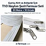 Atölyeler ve Çanta, Kılıf İçin T10 Naylon Şerit Fermuar Seti – 20 Metre + 10 Krüsör- ST-0009T10-20M10C