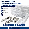 Atölyeler ve Çanta, Kılıf İçin T10 Naylon Şerit Fermuar Seti – 50 Metre + 25 Krüsör- ST-0009T10-50M25C