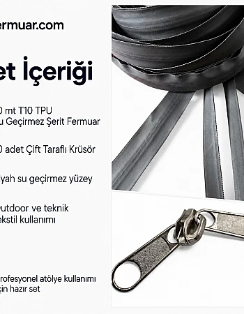 T10 TPU Waterproof Zipper Tape Set for Technical Textiles and Outdoor Use – 10 Meters + 10 Sliders - ST-0010