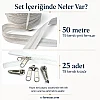 Ideal for tarp and tent construction, 50-meter-long #3 molded plastic zipper tape with 25 sliders set.
