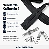 Yüksek kaliteli naylon T20 fermuar, 100m uzunlukta şerit ve 50 krüsör içerir.